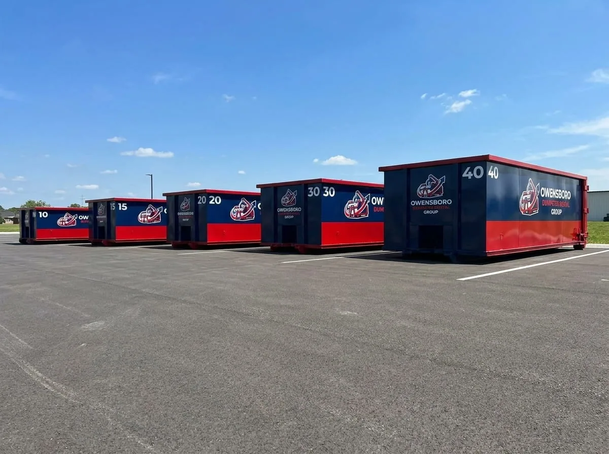 10 yard roll-off dumpster on an Owensboro driveway