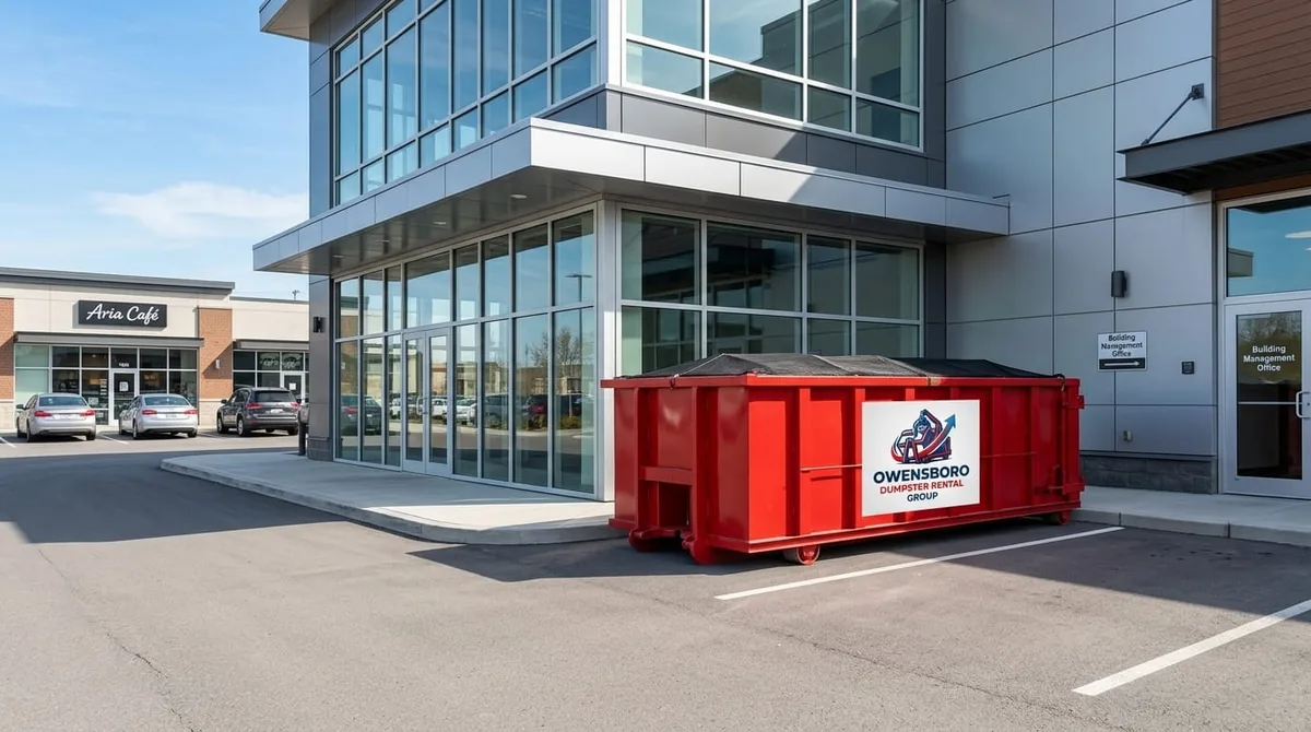Commercial roll-off dumpster behind an Owensboro business