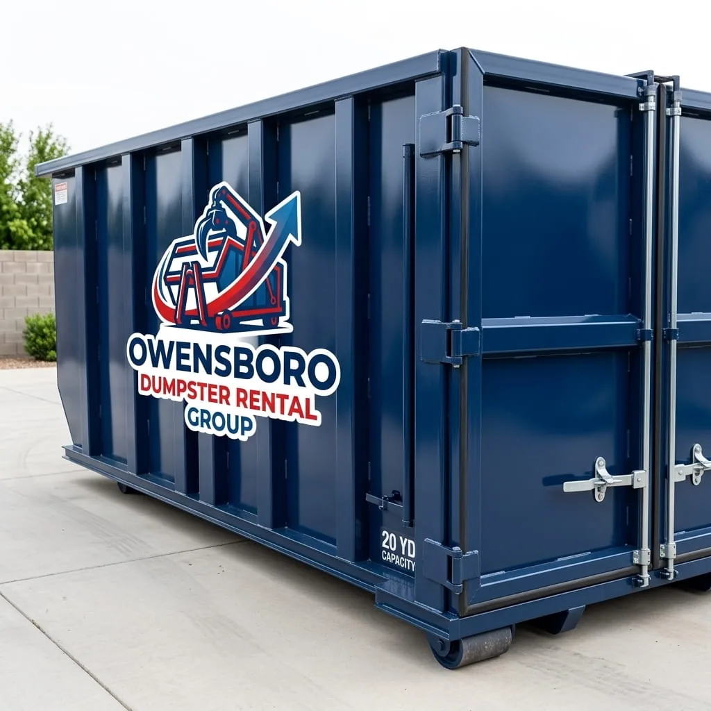 Row of roll-off dumpsters in different sizes