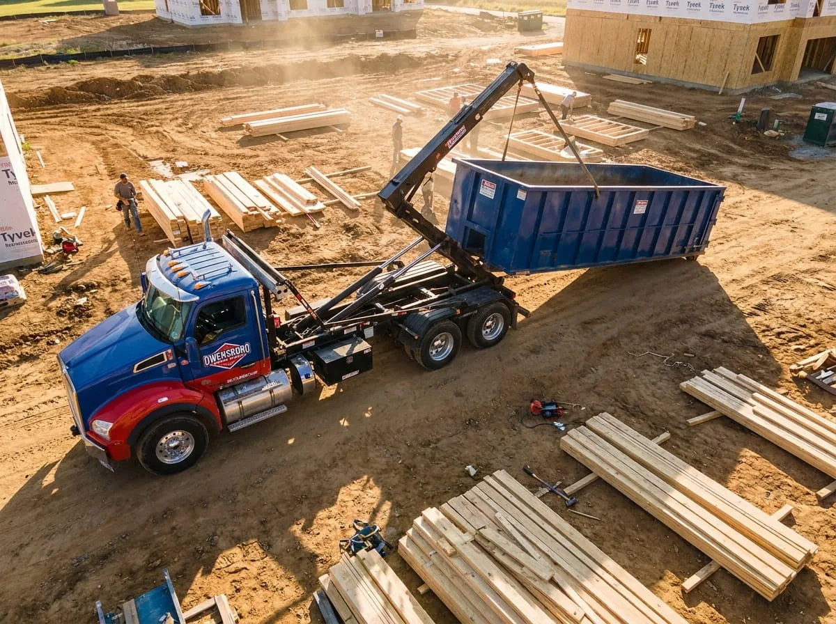 Roll-off dumpster set down quickly on an Owensboro property